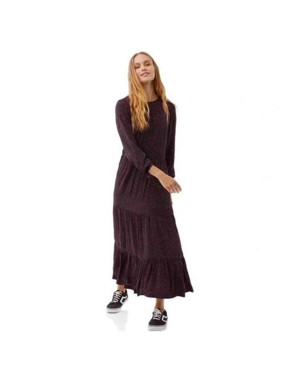 FREE ASSEMBLY Tiered Boho Long Sleeve Maxi Dress size XS